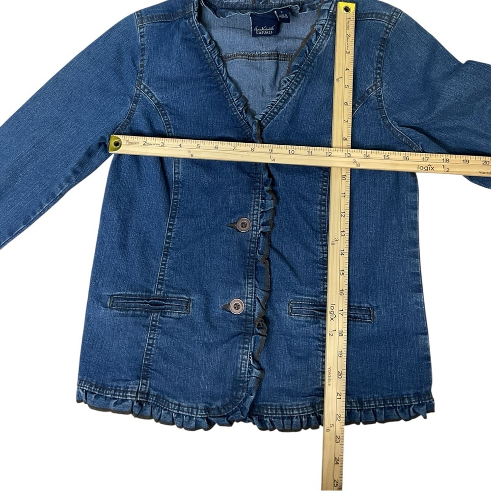Gloria Vanderbilt Denim Jacket Small Ruffle Trim Button Front - Picture 4 of 5